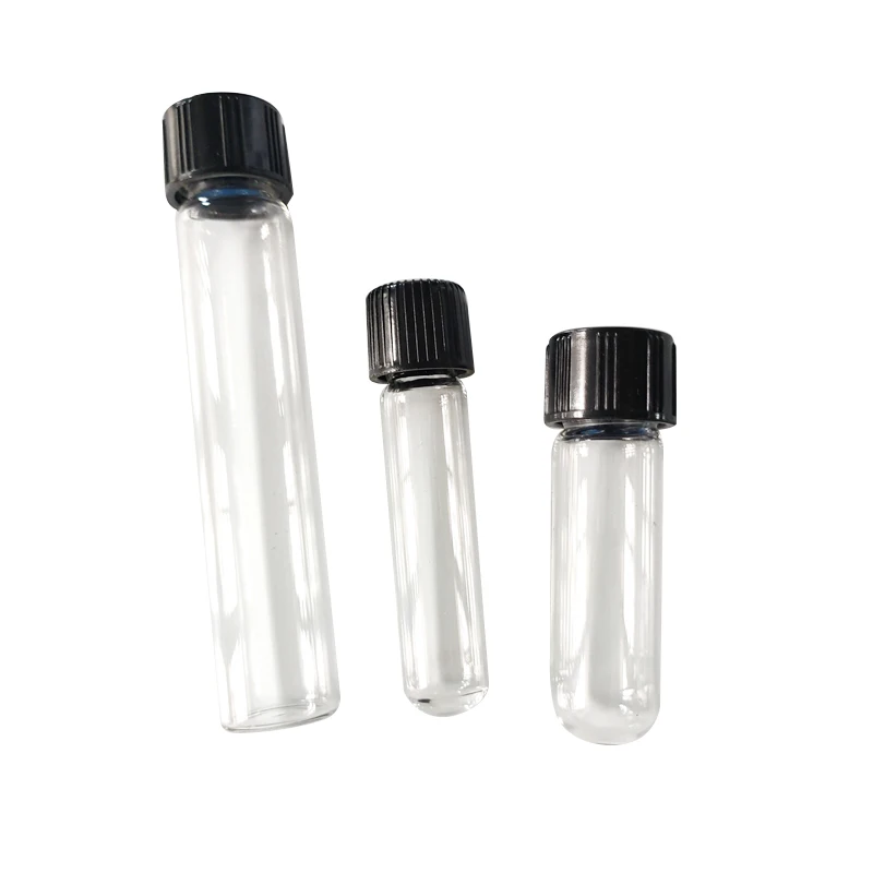 Custom Threaded Borosilicate Glass Test Tube With Black Lid