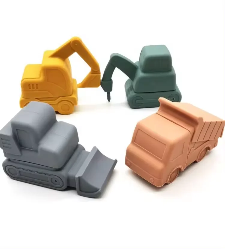 2024 New Silicone Toy Vehicles Mold Bath Play Set Toy engineering vehicle
