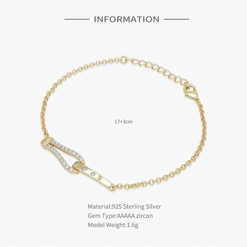 Creative 925 Sterling Silver Double Hoop Bracelet Unique Design 18K Gold Plated Cross Chain Cubic Zirconia Bracelet