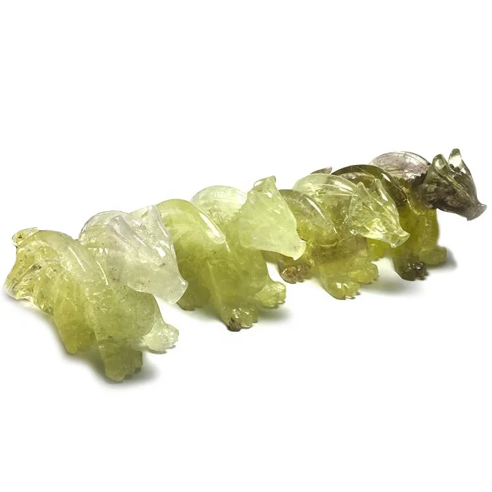 Healing Stones Natural Hand Carved Citrine Flying Dragon Quartz Crystal Flying Dragon Carving