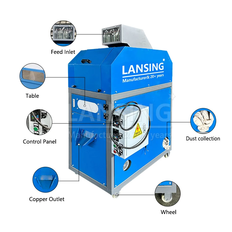 Lansing 50-80kg/h Mini Granulator Machine Waste Recycling Aluminum Cable Copper Wire Granulator Machine For Sale