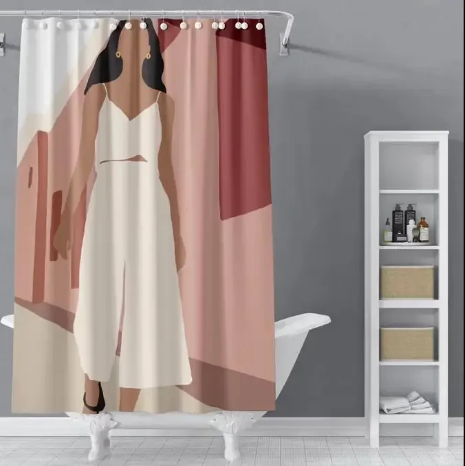 Cute Design Windows Home Decors 100% Polyester Bath Shower Curtain Fabric Woven Plain shower curtains