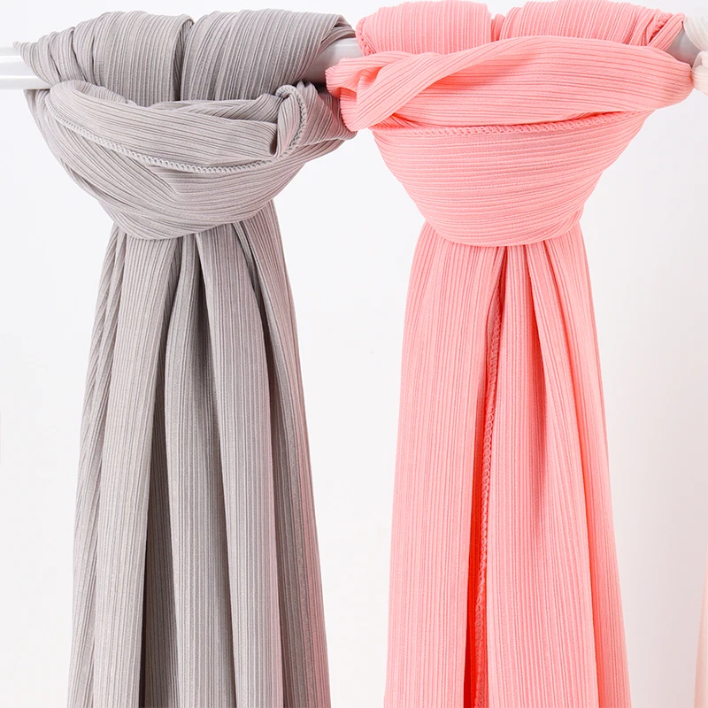 Stylish Muslim Jersey hijab plain scarfs women ribbed soft shawls stretchy cotton jersey hijab  overlocked edges shawl