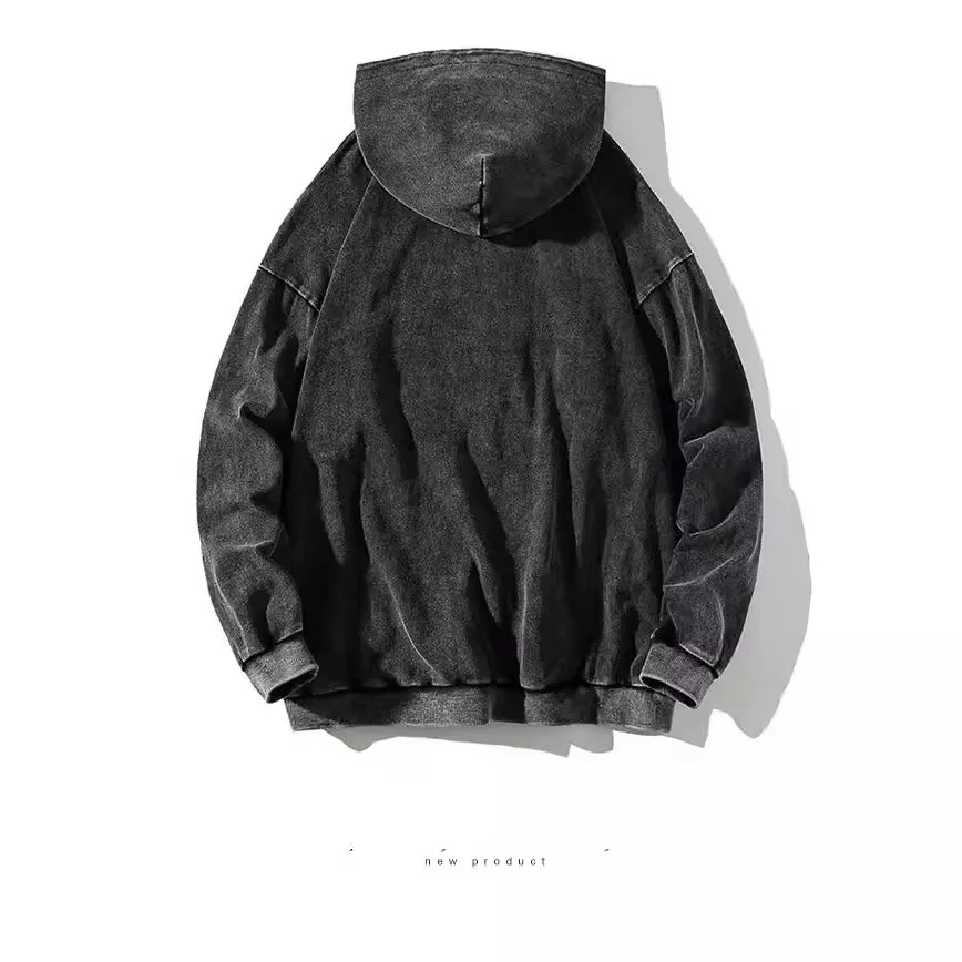 Hoodie Manufacturer Factory Wholesale Price Vintage Wash Cotton Sweatshirt Casual Loose Clothes Distressed Men Hoodie