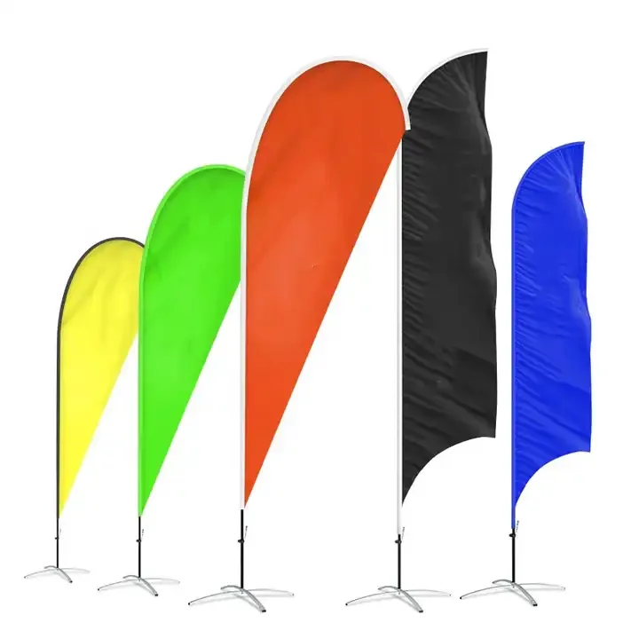 Totem outdoor advertising beach feather flag with portable pole stand
