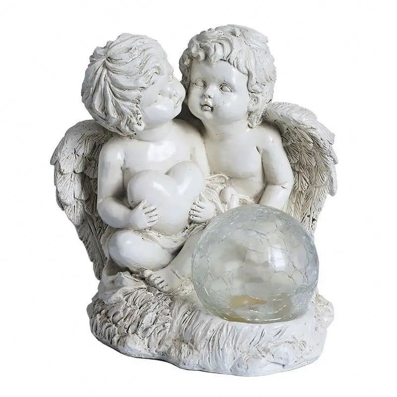 
Angel Lamps Outdoor Garden Led Our Angels Guardians Statues Figurine Light Solar Custom Resin Wholesale Polyresin Miniature 