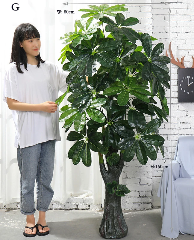 Artificial Grass and Palm Tree for Outdoor Home Hotel Office Decoration with Large Plastic Leaves