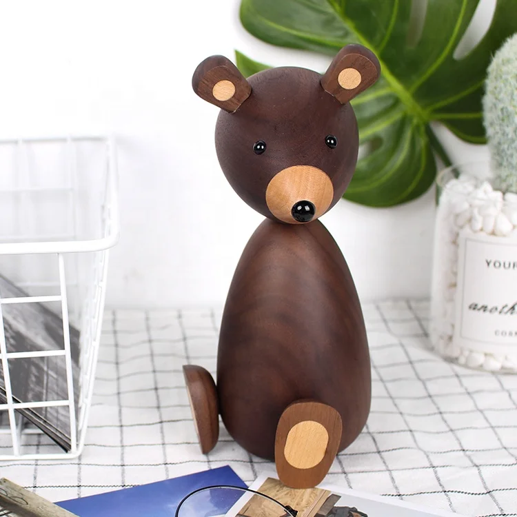 Russia Little bear wood ornaments for decor for furniture wood crafts shipping small gifts wood bear toy ornament home