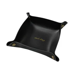 Youyue Premium Double Layer Pu Leather Storage Tray  Faux Leather Desk Organizer Coin/Key Tray