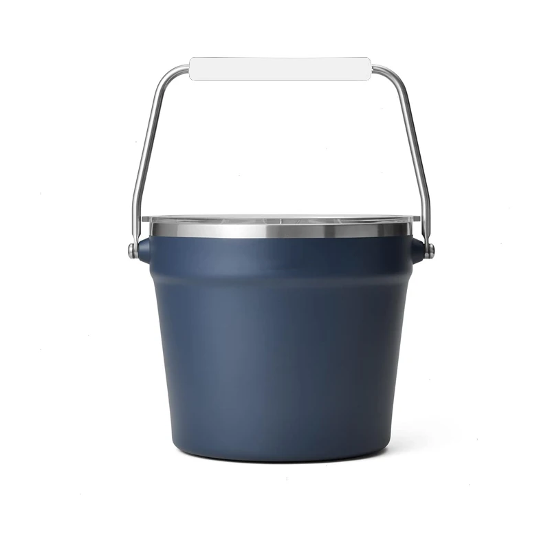 Custom Camping Champagne beer Tub Ice Cube Bucket Stainless Steel Double Wall Large Metal Steel Ice Bucket With Tong