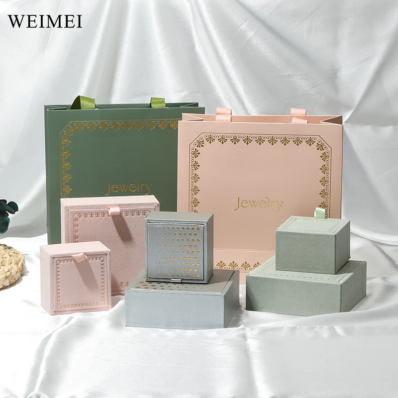WEIMEI special paper jewelry wooden box polka dot clamshell ring gift box Ring necklace earring box