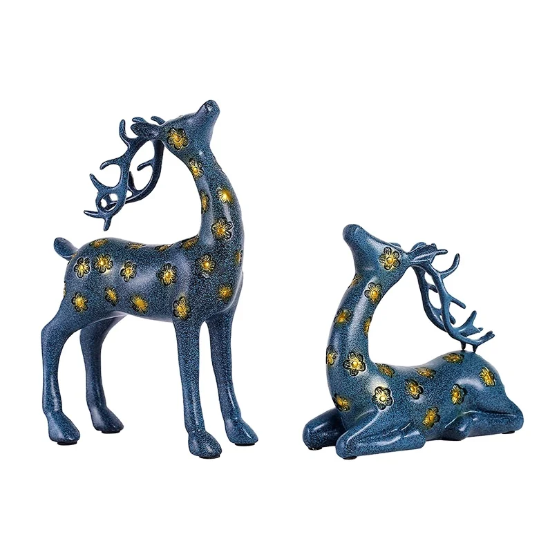 European reindeer figurine retro ChristmaslLucky deer statue gifts & crafts resin craft home decor deer statue for home office