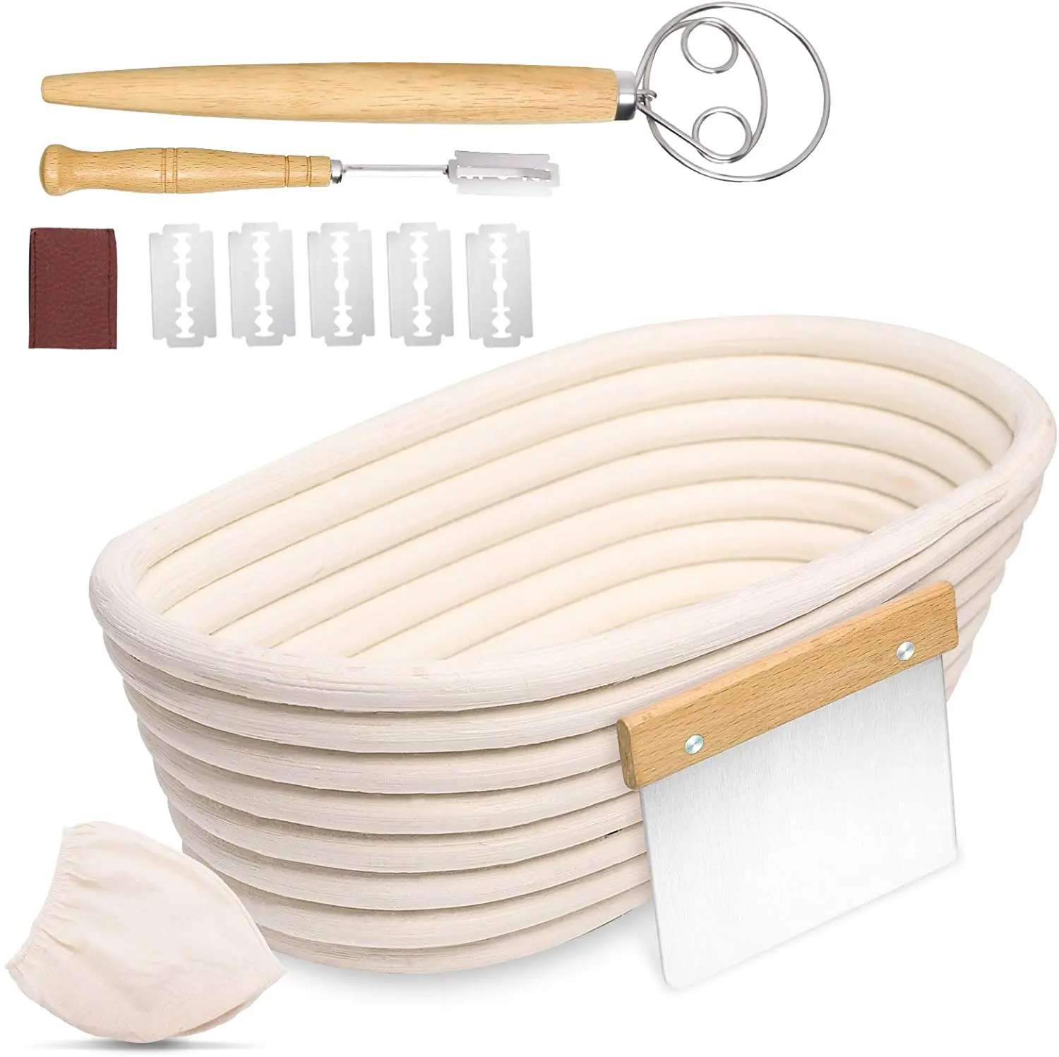 Hand Weaving Oval Banneton Bread Proofing Sourdough Basket Baking Supplies for Sourdough Bread Making Fermentation