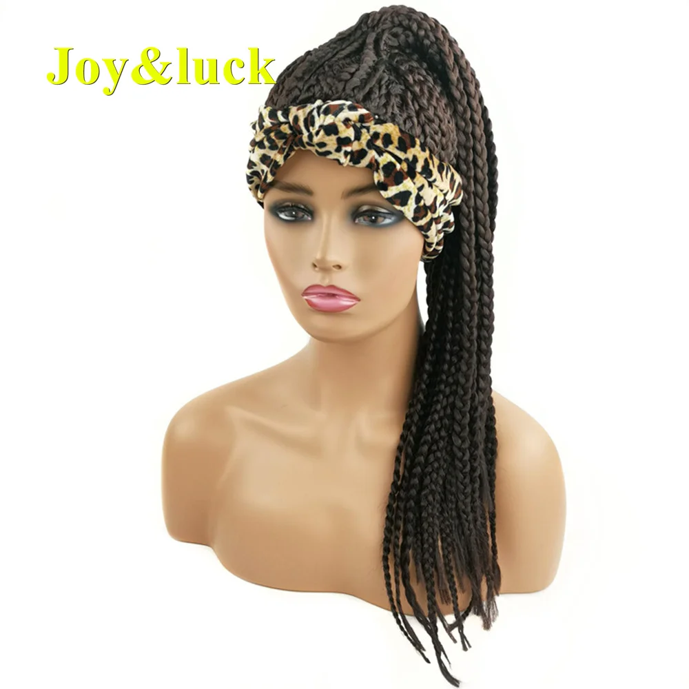 Wholesale Price Head Band Long Straight Box Braid Wig Ladies Natural Braided Headband Wigs for Black Women Synthetic Hair Wigs