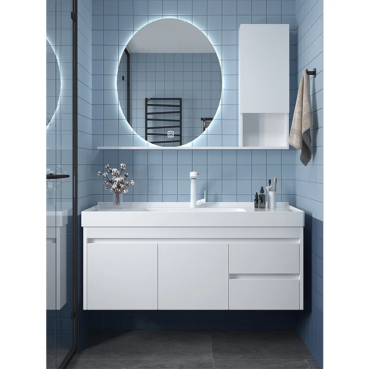 Modern cheap white free standing floor waterproof space saving bathroom cupboard storage cabinet vanity for washroom