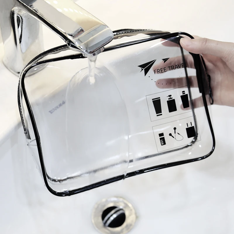 factory wholesale waterproof clear makeup bag travel cosmetic bag organizer with custom logo