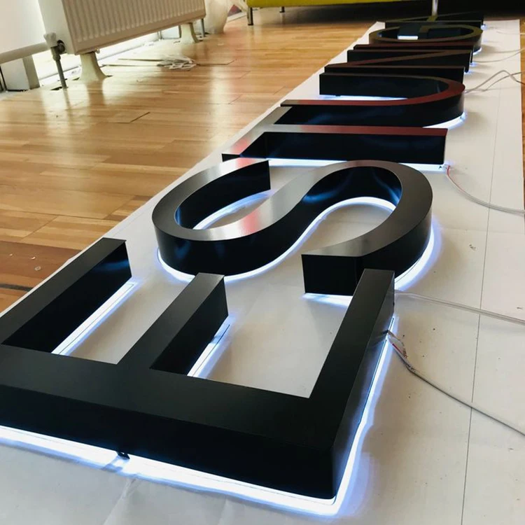 custom 3d led letter business signs 3d led stainless steel backlit channel letters sign light wall logo signage