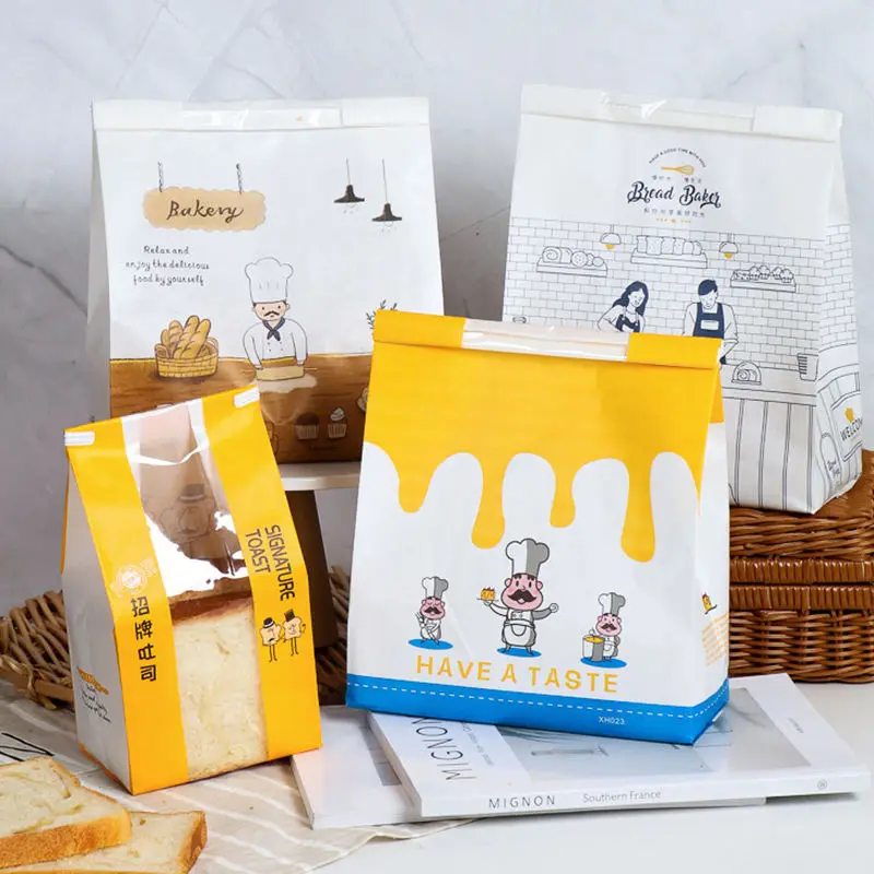 Food Grade Sturdy Kraft Bakery Paper Food Bag Customizable with Your Own Logo Recycled Materials for Takeaway Food Packaging