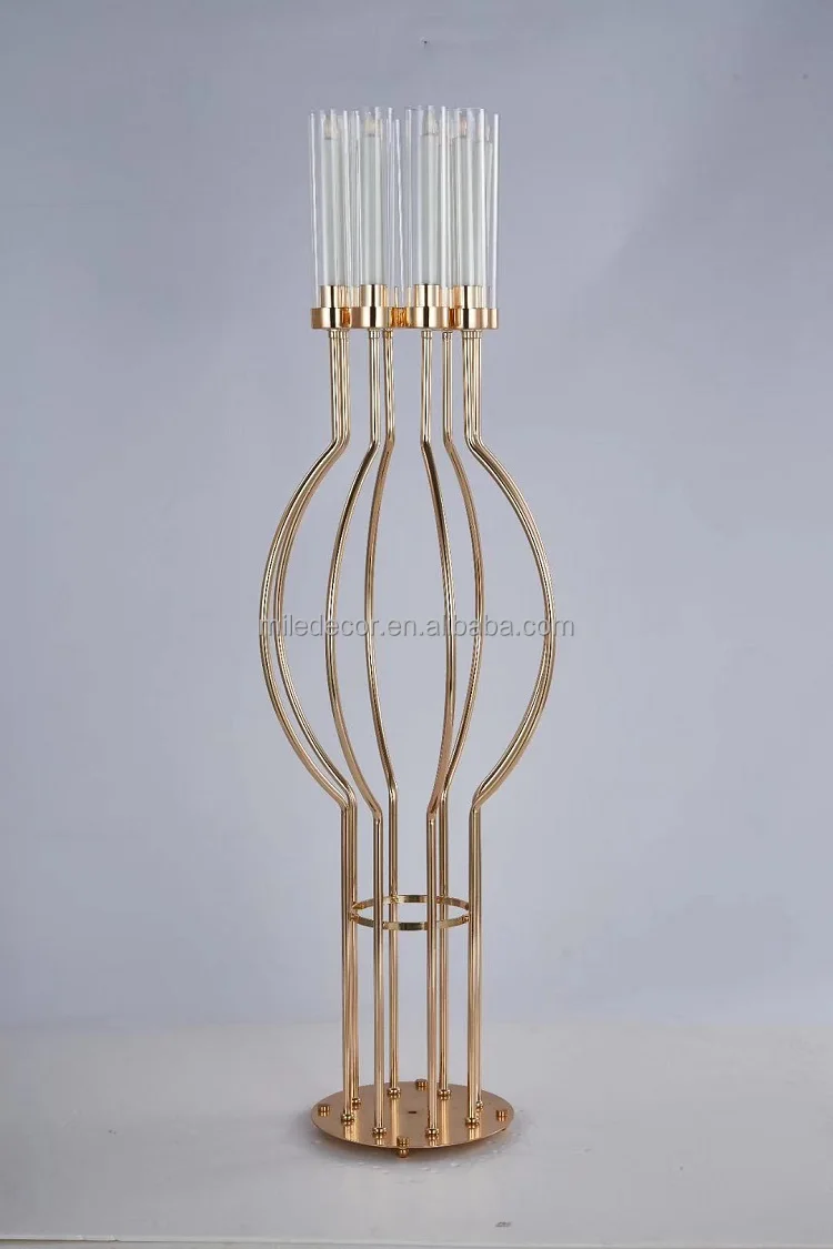 Unique Design Modern Candle Candelabrum Gold Metal Wire Candle Holders For Wedding Decoration