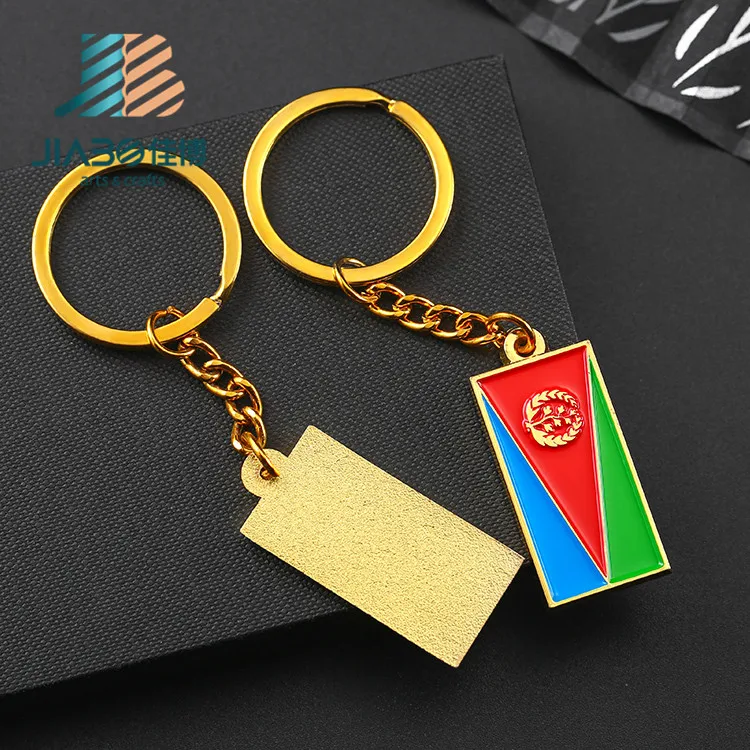 gold zinc alloy custom soft enamel Eritrea flag keychain metal