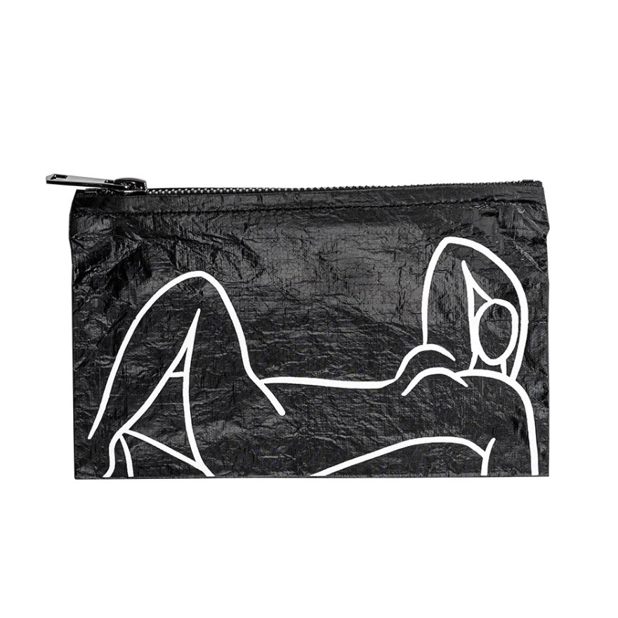 2023 New Arrival Black White Dupont Tyvek Paper Chic Durable  Stylish Cosmetic Bag Modern Waterproof Travel Pouch