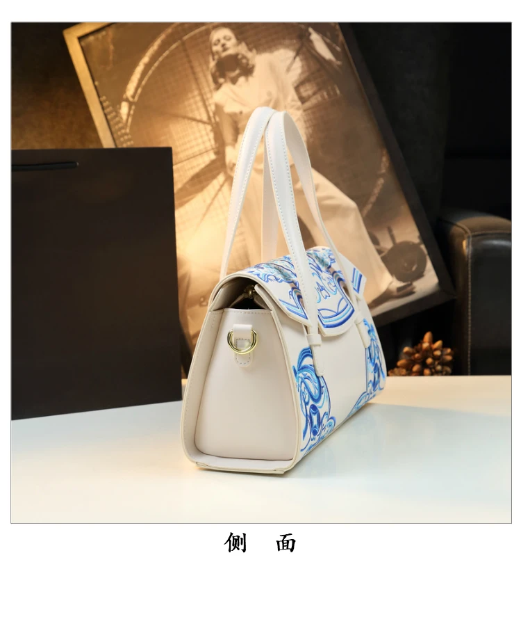 high grade leather embroidery designer zipper handbag advanced PU flower embroidery tote bags