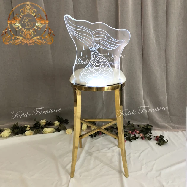 Fish Tail Acrylic Back Pattern Luxury Bar Stool