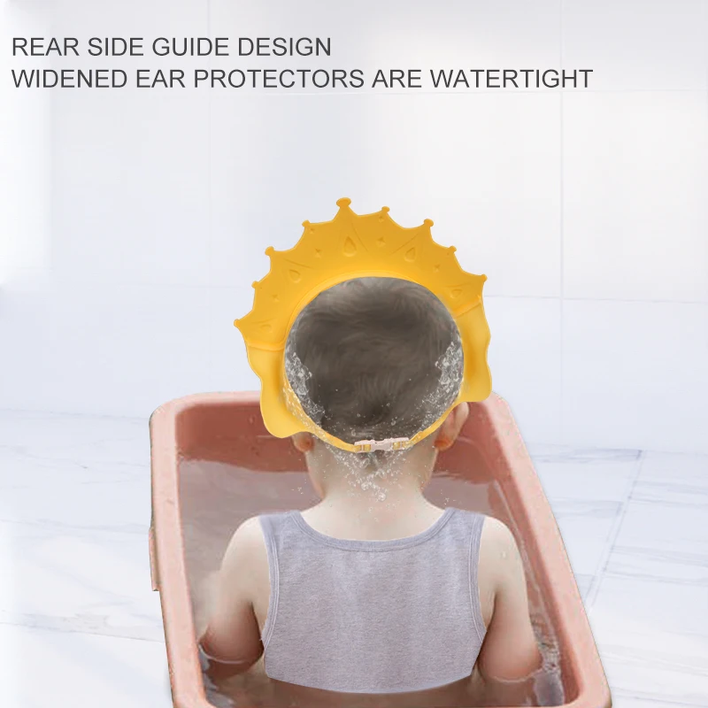 Wellfine Waterproof Baby Shower Cap Adjustable Baby Wash Hair  Children Bath Hat Protection Shower Cap for Kids