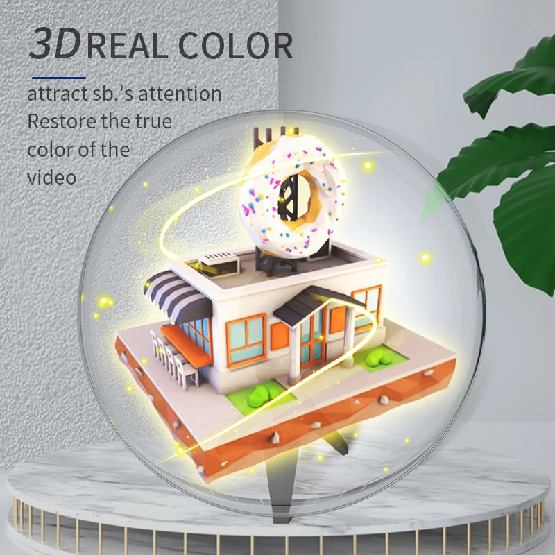 25CM Mini 3D Desktop Fan Screen Hologram Advertising Machine Projector Light Display Holographic Battery Powered Desktop LED Fan