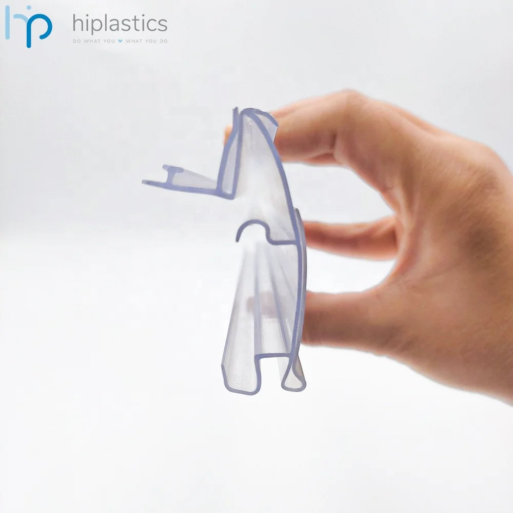Hiplastics OEDC30 Clear PVC Plastic Label Holders Merchandise Sign Display Shelf Tag Holders Stand for Supermarket