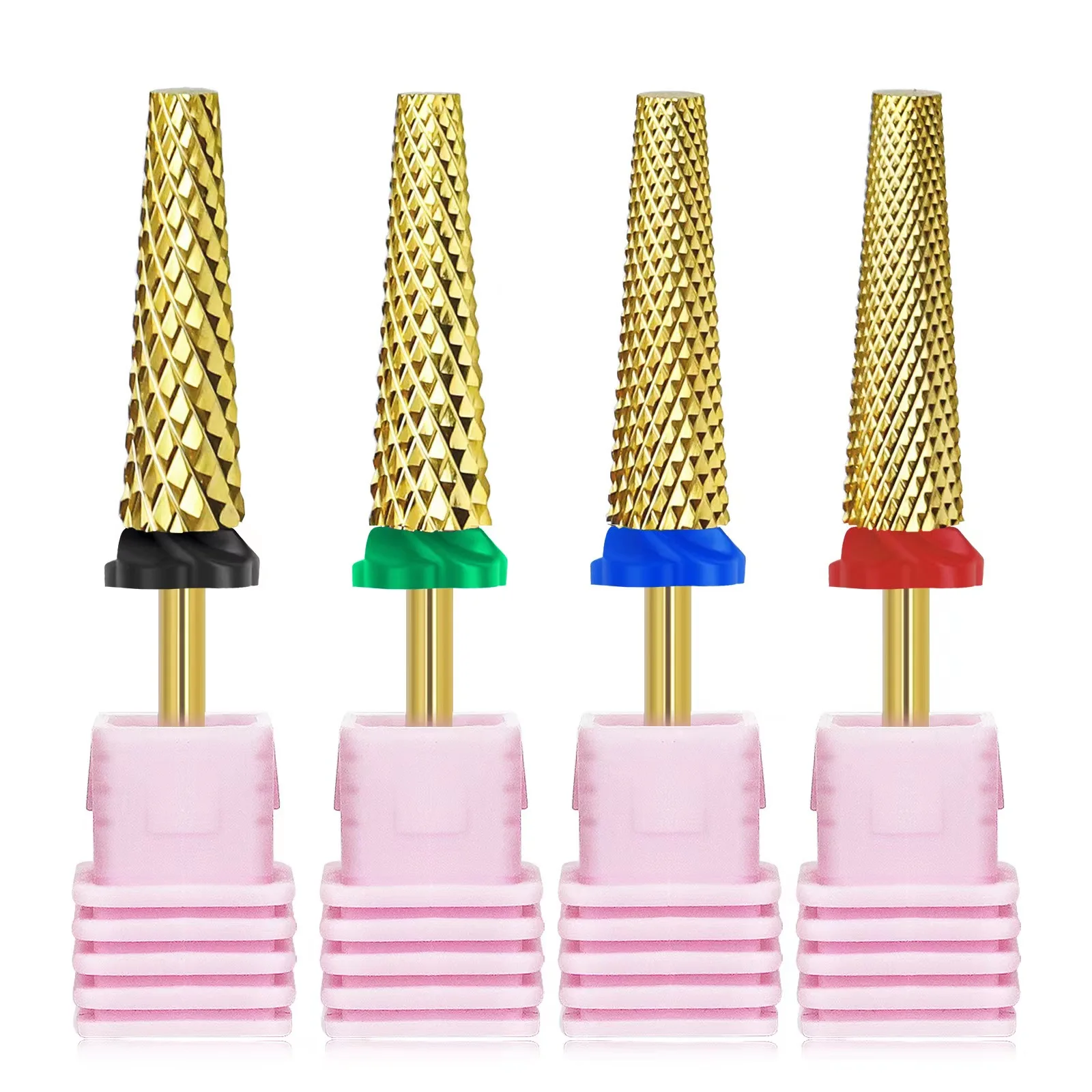 Hot Sell Carbide Gold Long Fine Mandrel Tungsten Nail Drill Bit Set Ceramic Diamond Manicure Tool Nail Drill Bit