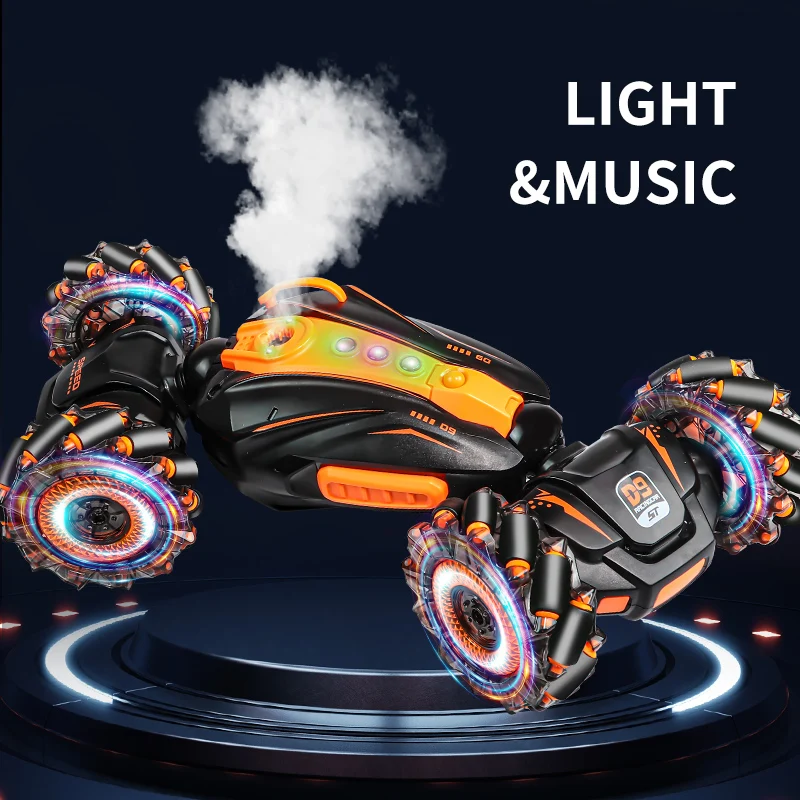 Remote Control Car with Lights and Music RC Toy 360 Degree Rotation Twist Car Gesture Sensing RC Stunt Car