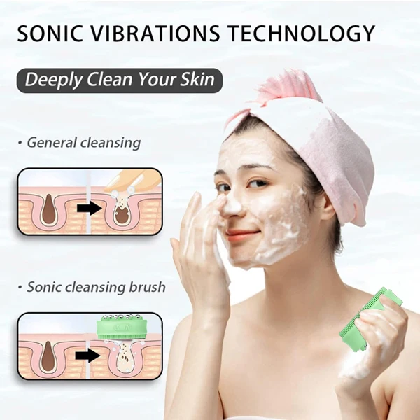 2024NEW Product Electric Silicone Face Cleansing Brush EMS 5Color LED Stainless ball roller face massager