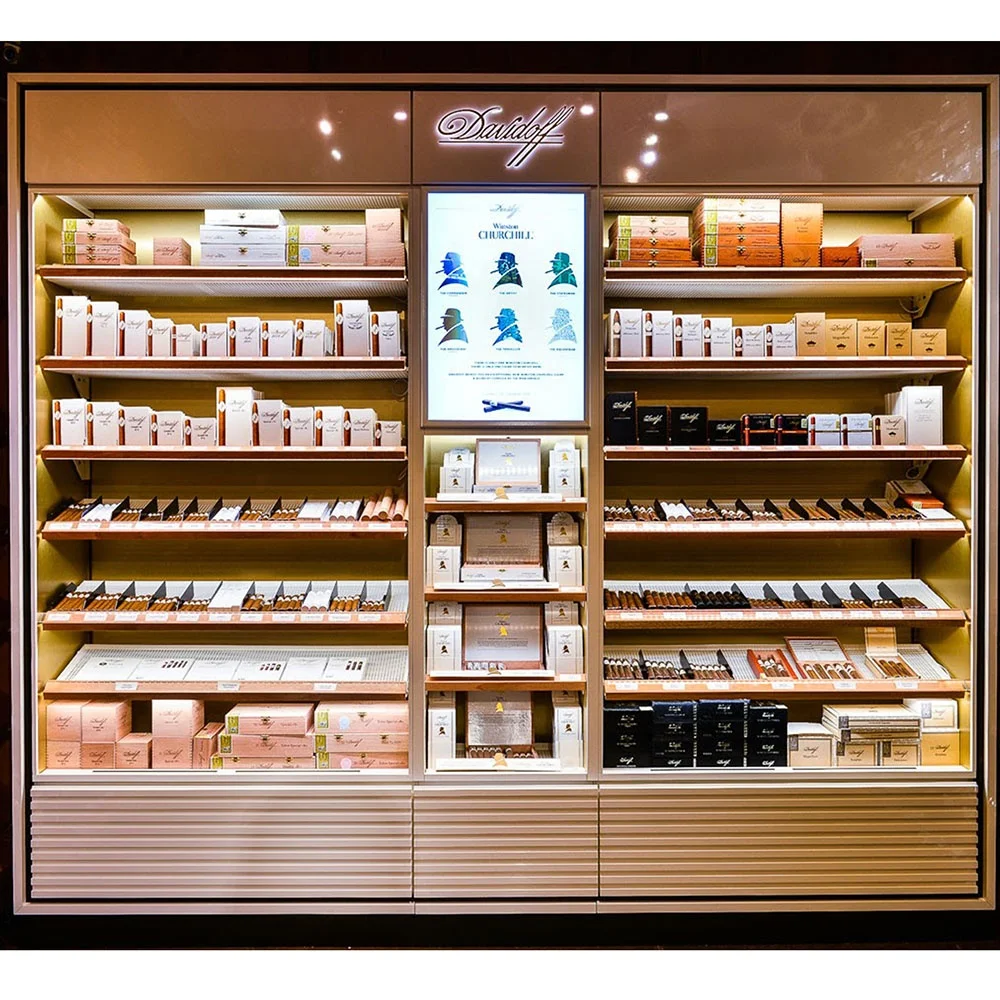Wooden Cigar  cabinet  for smoke shop display cases with Spanish cedar cigar humidor cabinet wall room