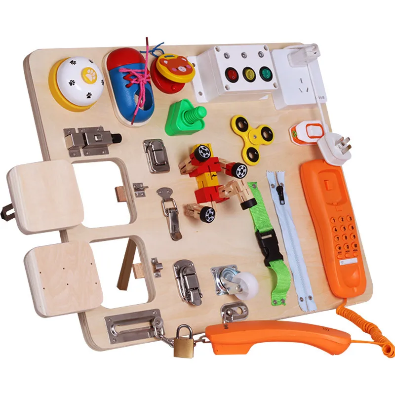 
Hot Sale wooden Learning Montesori Educational Toys Toddler Busy Board 