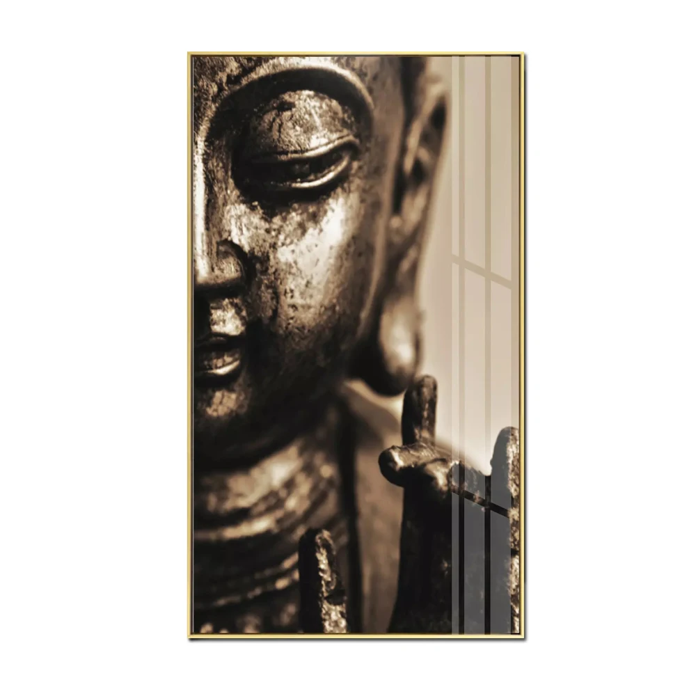 New design buddha canvas art wall handmade ceramic glass painting