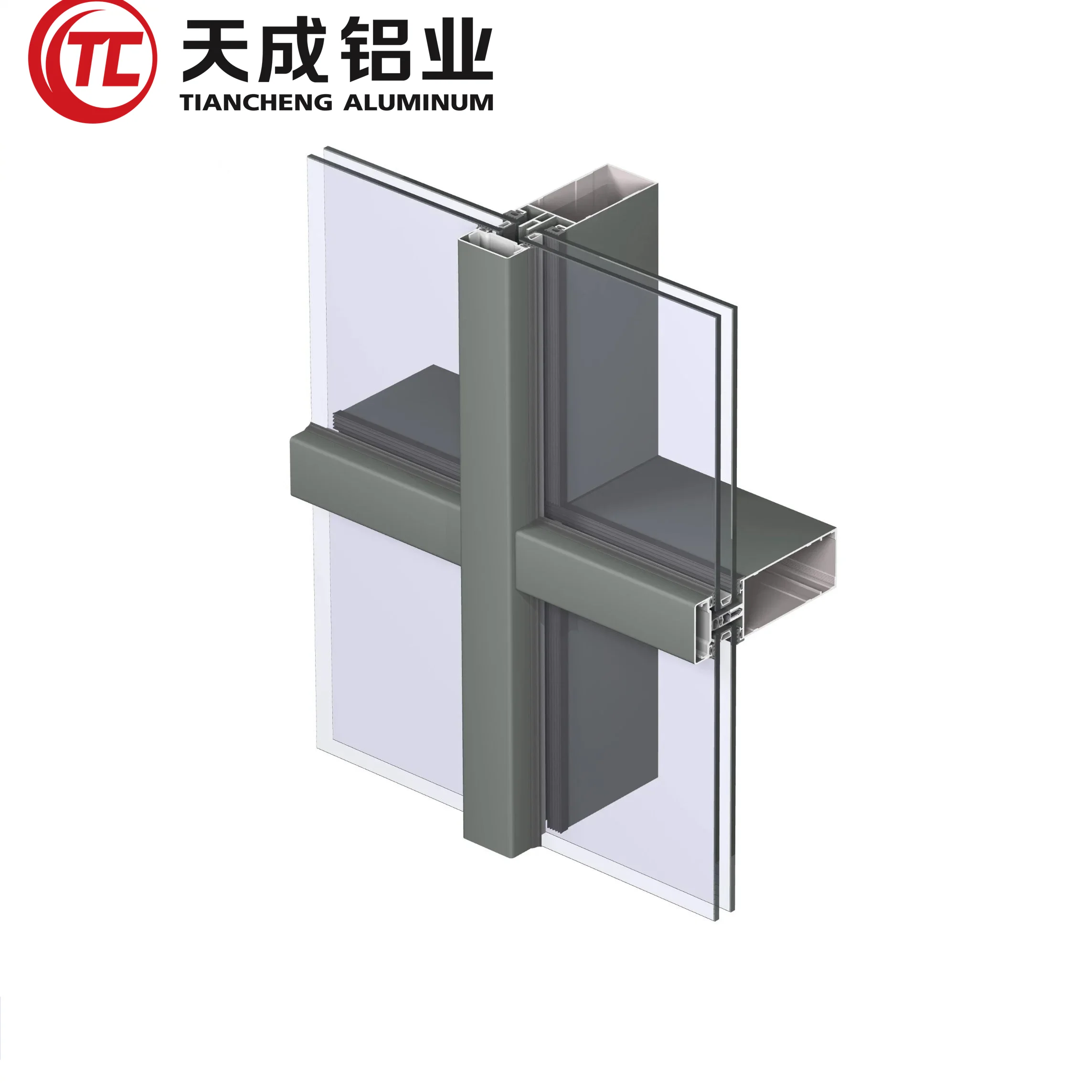 Mirror Professional Unitized System Curved Tempered Frameless Operable Aluminum Profile Curtain Wall