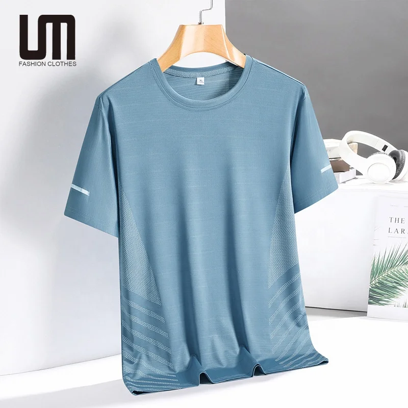 Liu Ming Cheap Custom Wholesale 2024 Summer Men Clothes Ice Silk Breathable O Neck Short Sleeve Spandex Tees Sport T Shirts