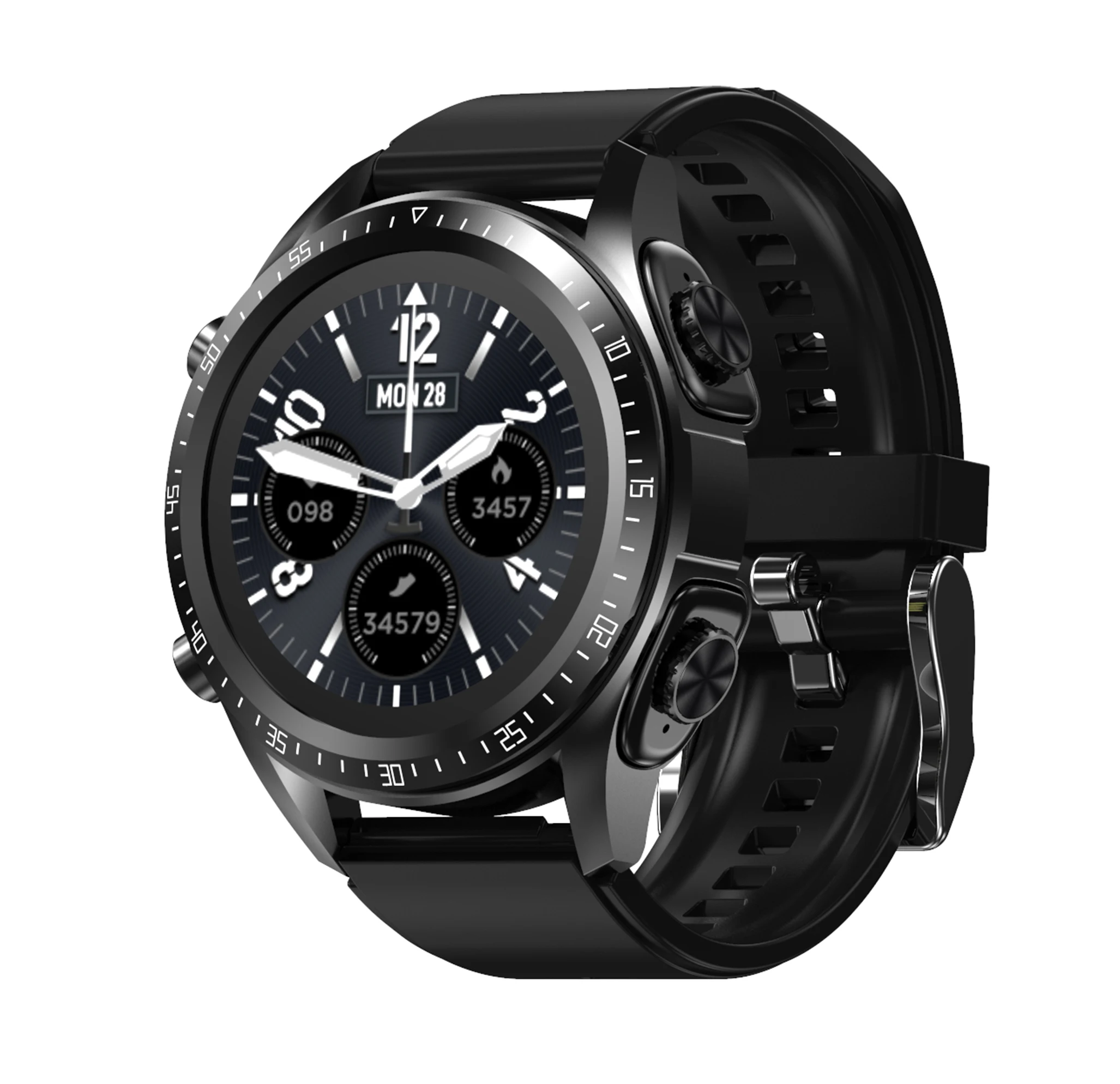 2 In 1 Round Screen Smartwatch Electronics Double Used Smart Watch With Wireless Earbuds