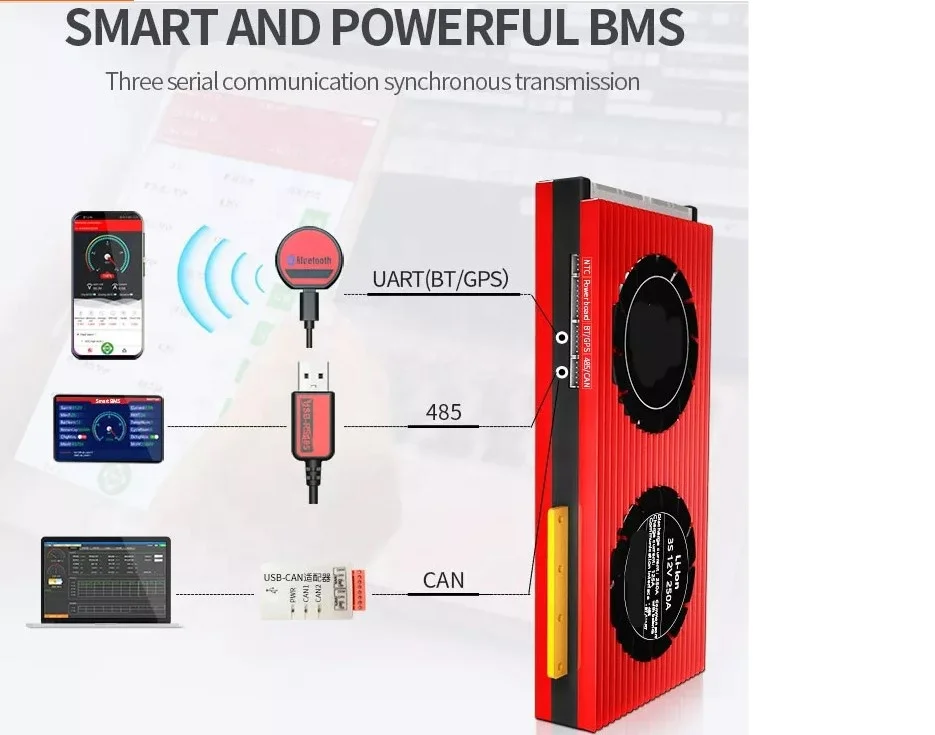 4s 12v 16s 48v Smart Lifepo4 BMS