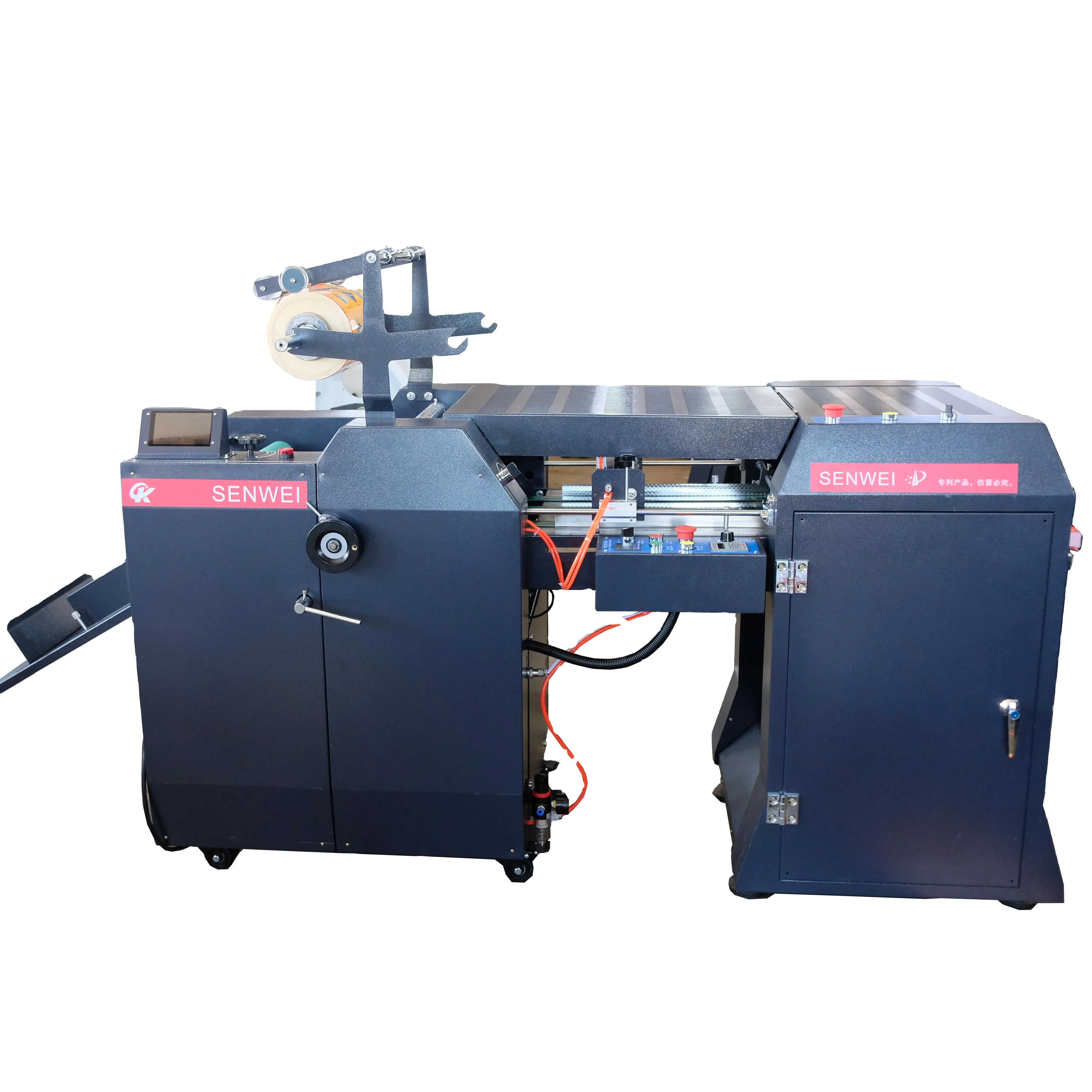 SWFM-520H 485mm width oil heating hot roll computer control automatic laminating machine auto feed and auto cut laminator