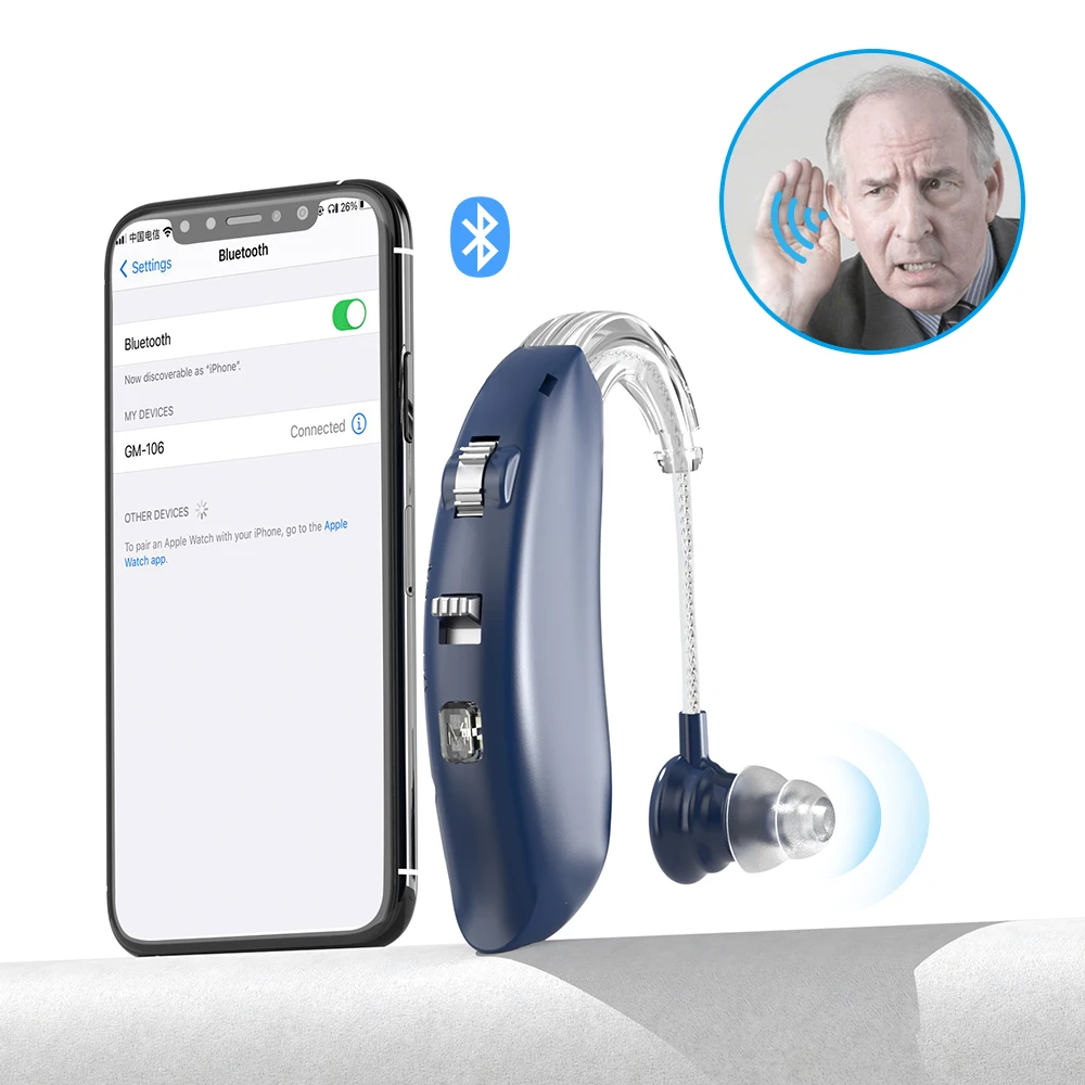 New best ear sound amplifier deaf blue tooth hearing aid bte with blue tooth wireless from china manufacturer