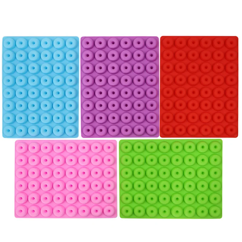 New Arrival Diy 48 Cavity Mini Donut Shape Silicone Fondant Mold Gummy Candy Tray