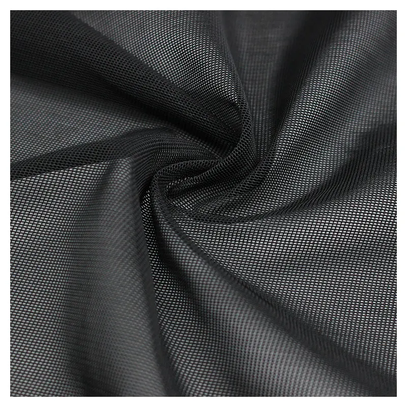 Guaranteed Stretch Tear Resistant Black Knit Mesh Polyester Spandex Fabric For Dress