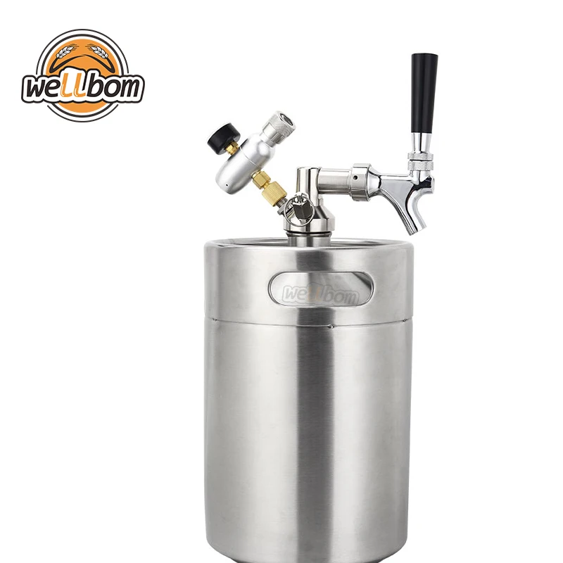 NEW  Stainless Steel 304 Mini Beer Keg with Tap System Draft Beer Tap with CO2 Regulator for Mini Growler 2L/5L/10L Home Brewing