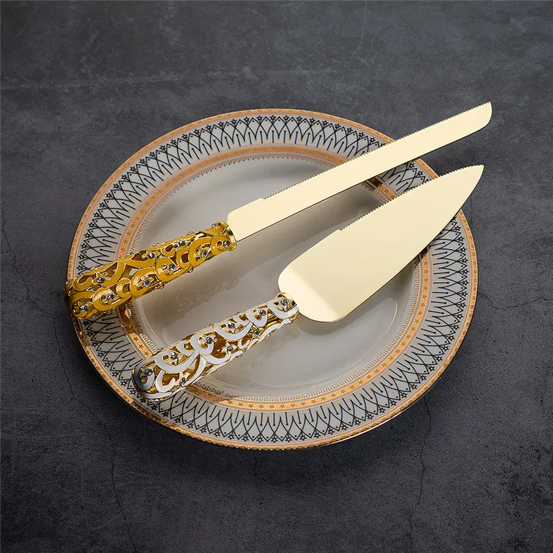 Высококачественная пищевая лопата из нержавеющей стали с кристаллами, нож для свадебного торта и Сервировочный набор для заклинивания