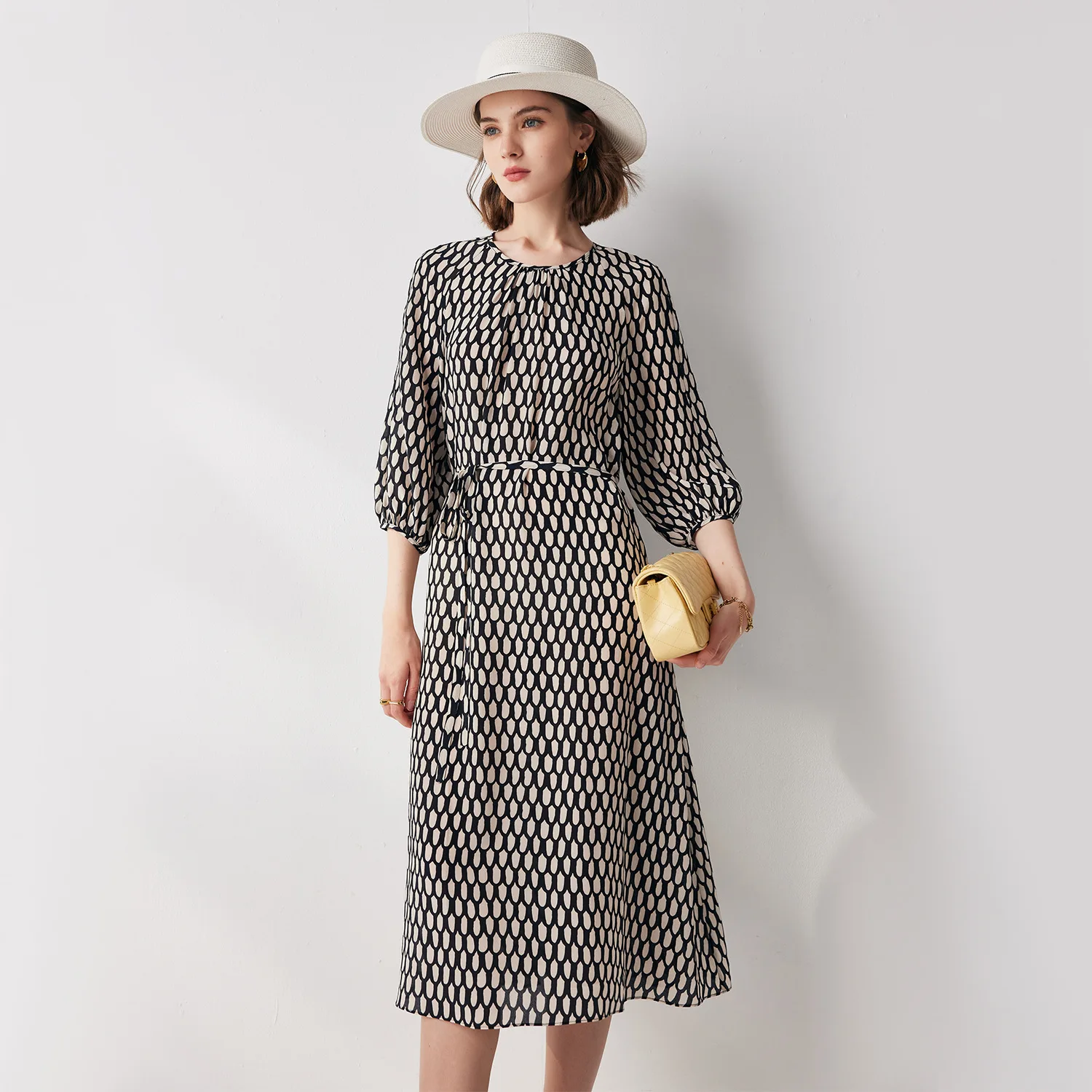 100% Silk crepe de Chine fabric womens silk dress