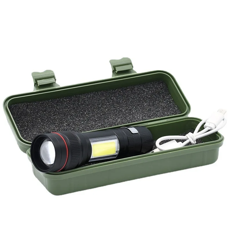 Long Range Tactical Torch Light COB Powerful Super Bright Zoomable LED Flashlight