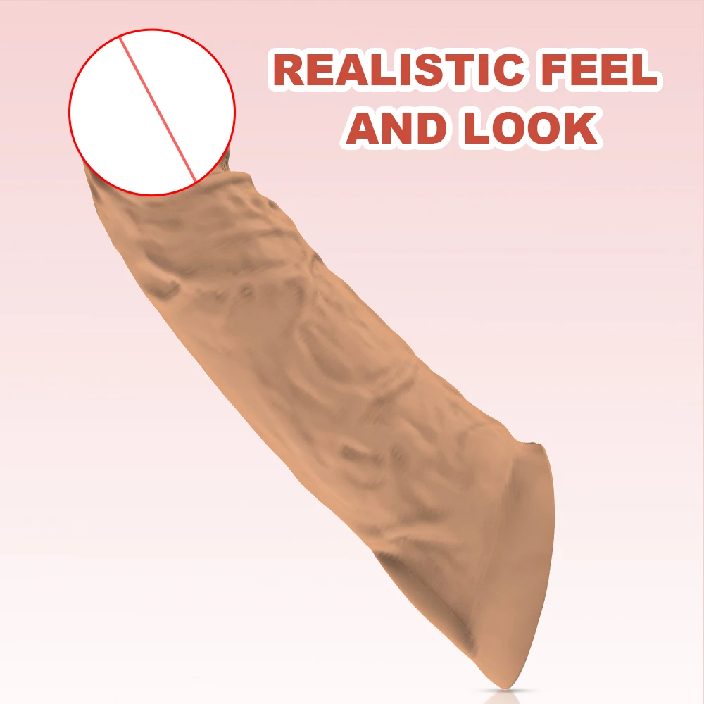 Factory Price Silicone Condom Sexy Penis Sleeve Cock  Male Enlargement Penis Sex Toys Men Female Masturbators