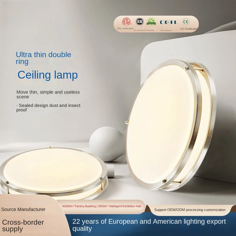 Dual Ring Ceiling Light Brushed Nickel Led Ceiling Light for Kitchen Bedroom Hallway Porch Led Lights Large Flush Mount
